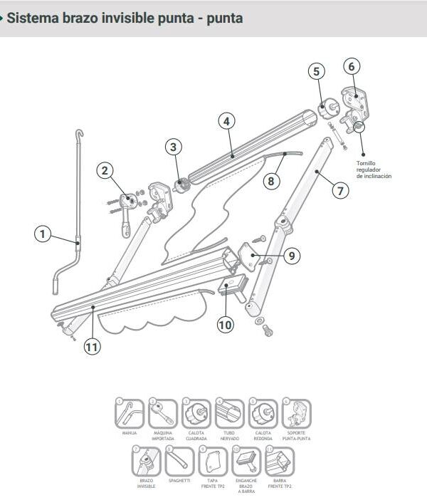 Kit brazo invisible para toldo