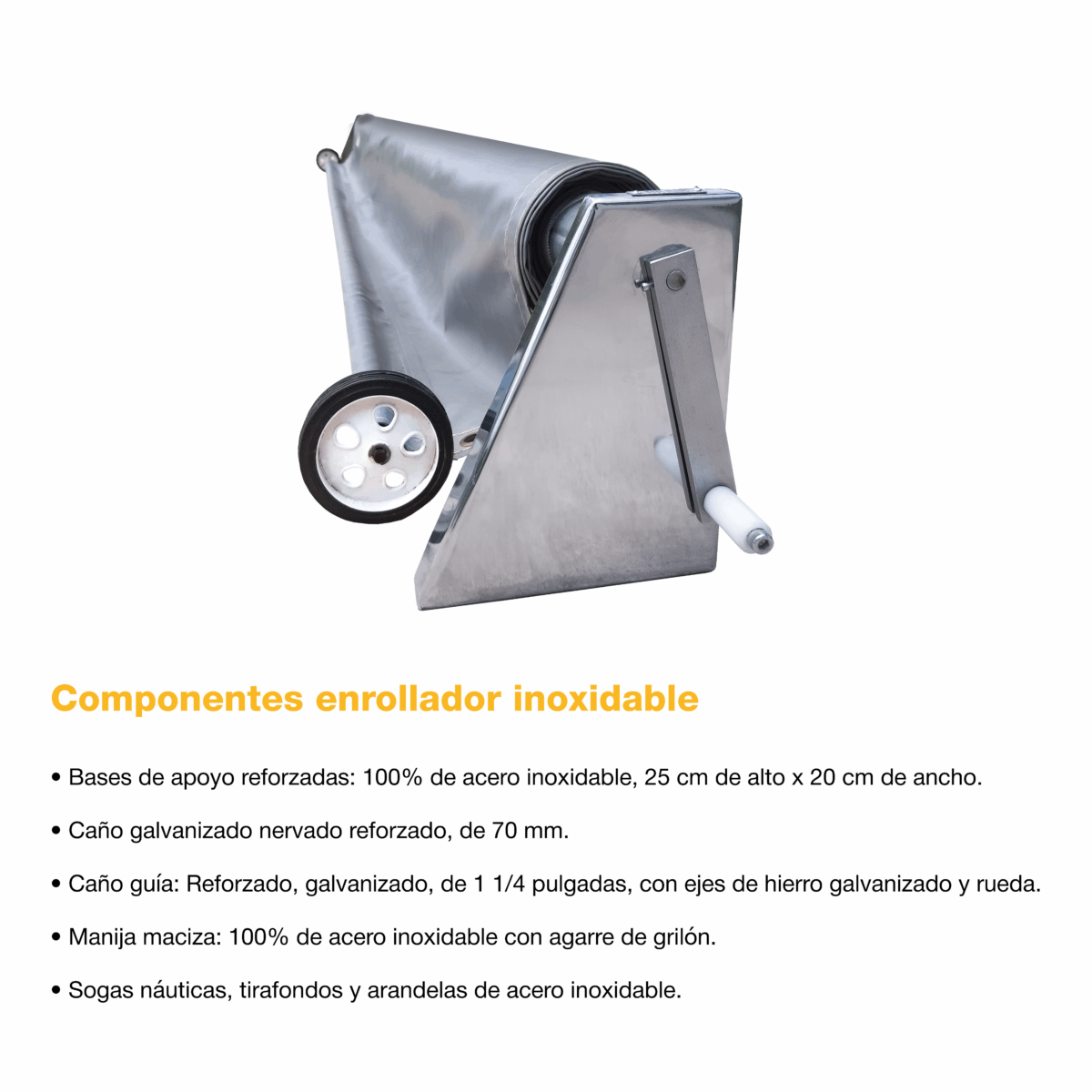 Enrollador Para Lona Cubre Pileta Piscina Inoxidable - Imagen 2