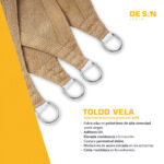 Toldo Vela Decorativa Triangular Media Sombra 4,9x4x3 Mts - Imagen 3