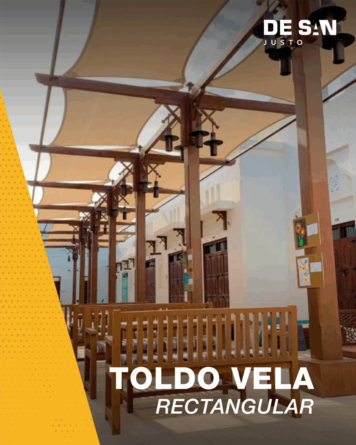 Toldo Vela Decorativa Rectangular Media Sombra 4x3 Mts - Imagen 2