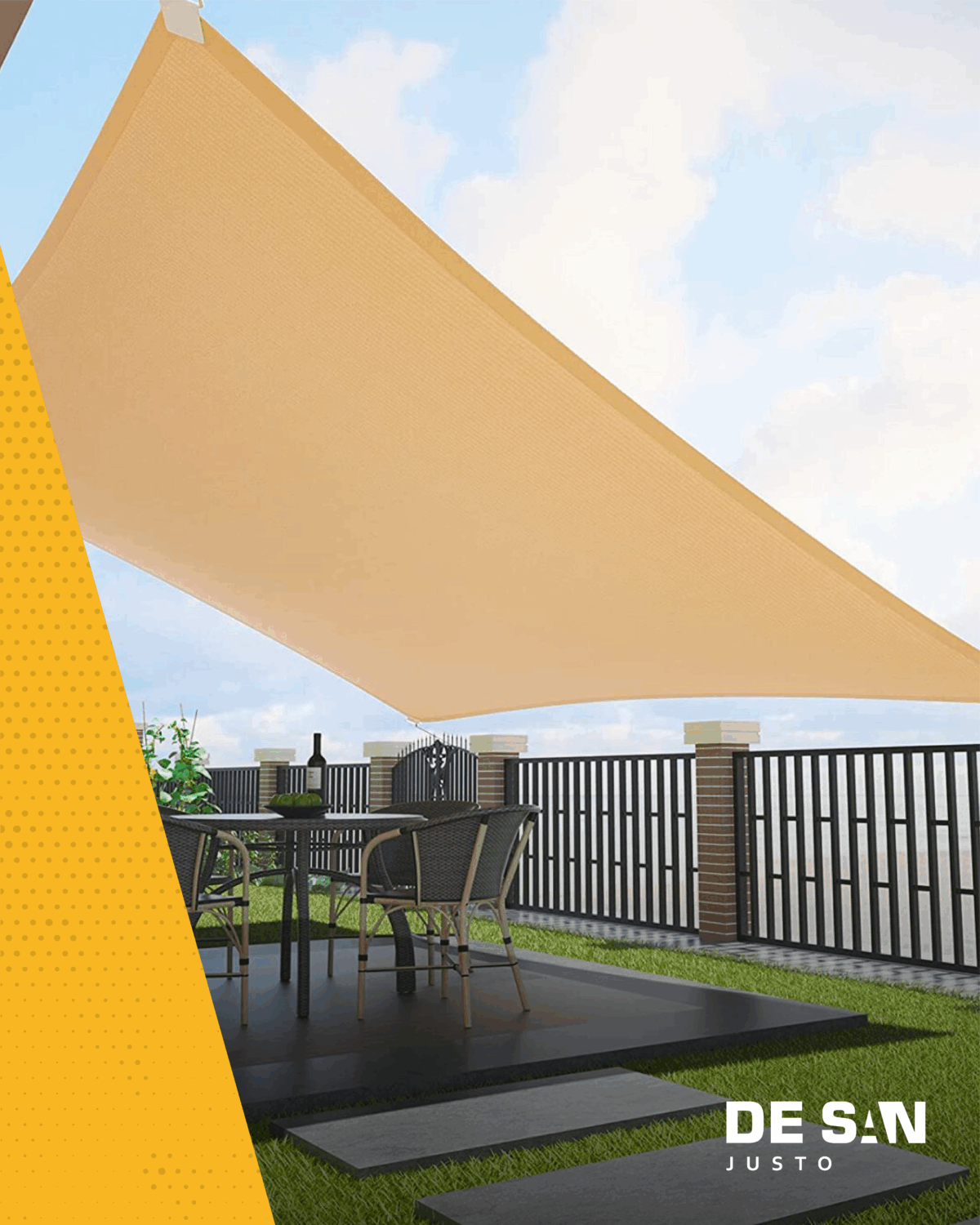 Toldo Vela Decorativa Rectangular Media Sombra 4x3 Mts - Imagen 6