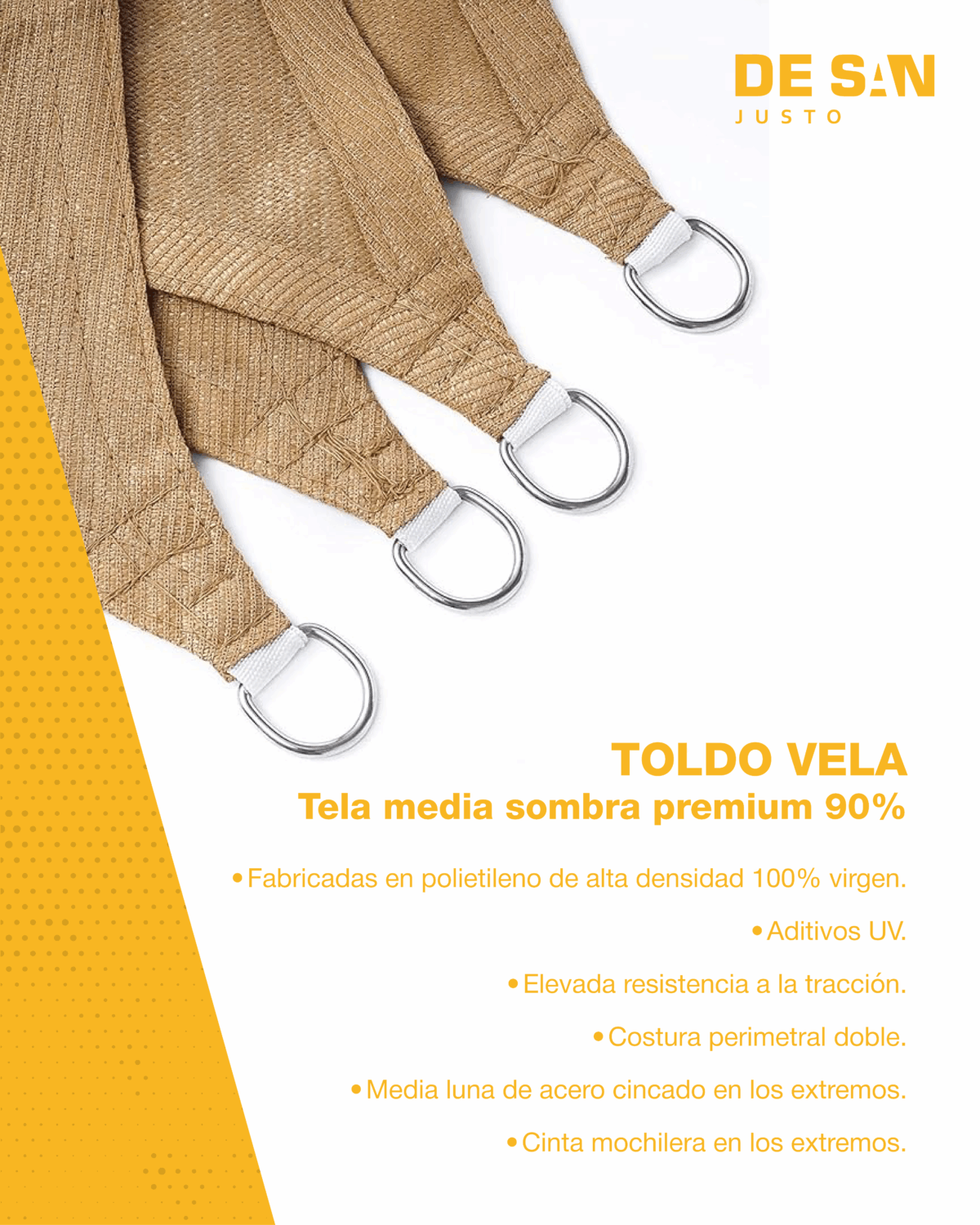 Toldo Vela Decorativa Rectangular Media Sombra 4x3 Mts - Imagen 3